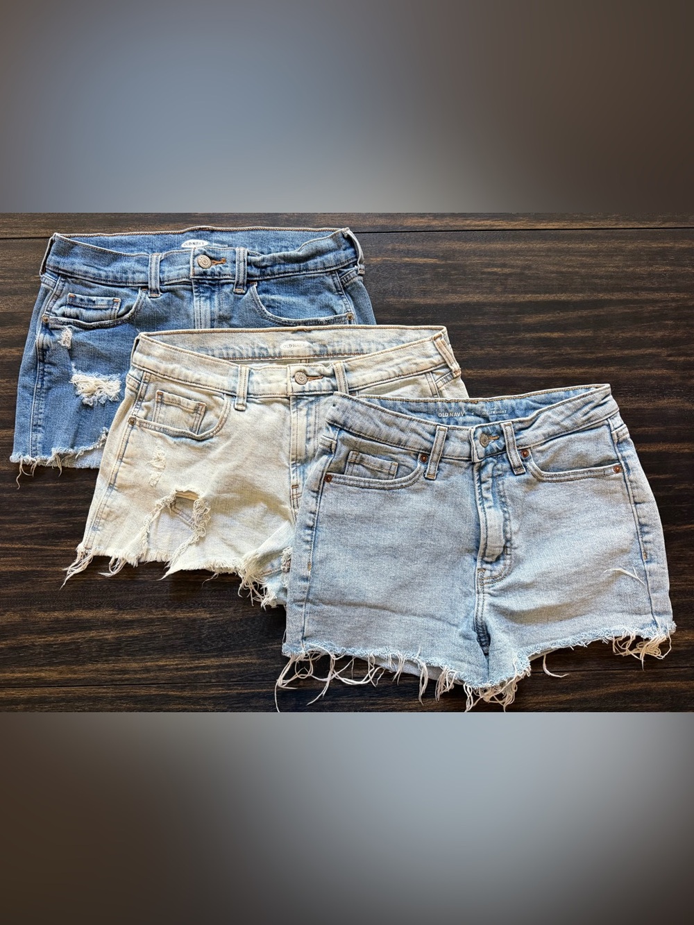 Old Navy Denim Shorts Trio - Size 4, Dark Blue, Acid Wash, Light Blue